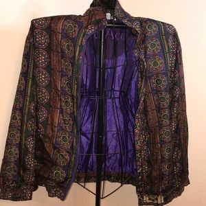Vintage CoACo 100% Silk Bomber Jacket Size XL